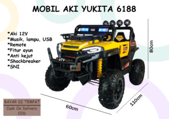 Anekadoo - Toko Mainan Mobil Aki Jeep Yukita 6188 UTV – 110 x 60 x 80 Cm, Mobil Cas, Kuning di kota Probolinggo