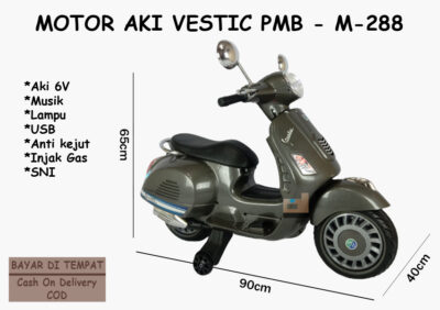 Anekadoo - Toko Mainan Motor Aki Vespa Scooter Vestic M-288 - 108 x 48 x 78 Cm, di kota Probolinggo