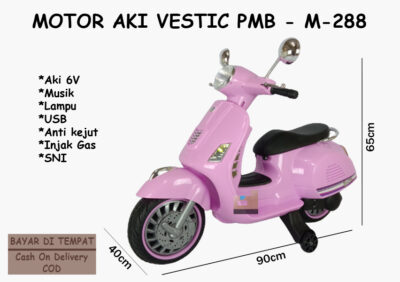 Anekadoo - Toko Mainan Motor Aki Vespa Scooter Vestic M-288 - 108 x 48 x 78 Cm, di kota Probolinggo