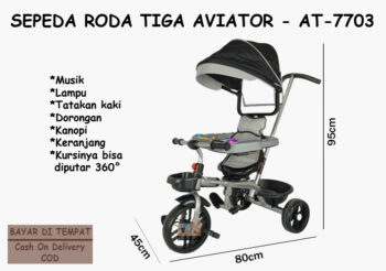 Anekadoo - Toko Mainan Sepeda Roda Tiga Aviator – AT-7703, Semi Stroller, Sepeda Anak, Abu-Abu di kota Probolinggo