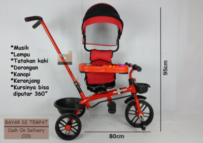 Anekadoo - Toko Mainan Sepeda Roda Tiga Aviator – AT-7703, Semi Stroller, Sepeda Anak, Merah di kota Probolinggo