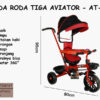 Anekadoo - Toko Mainan Sepeda Roda Tiga Aviator – AT-7703, Semi Stroller, Sepeda Anak, Merah di kota Probolinggo