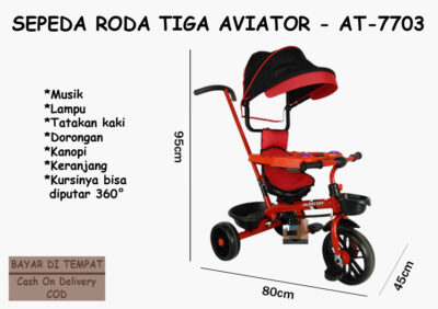 Anekadoo - Toko Mainan Sepeda Roda Tiga Aviator – AT-7703, Semi Stroller, Sepeda Anak, Merah di kota Probolinggo