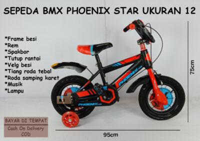 Anekadoo - Toko Mainan Sepeda BMX Phoenix Star Ukuran 12, Ban Hidup Tebal, Merah di kota Probolinggo