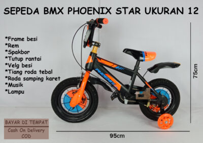 Anekadoo - Toko Mainan Sepeda BMX Phoenix Star Ukuran 12, Ban Hidup Tebal, Sepeda, Sepeda BMX, Orange di kota Probolinggo