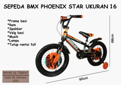 Anekadoo - Toko Mainan Sepeda BMX Phoenix Star Ukuran 16, Ban Hidup Tebal, Sepeda, Sepeda BMX, Orange di kota Probolinggo