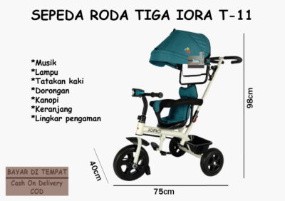 Anekadoo - Toko Mainan Sepeda Roda Tiga Iora T-11, Tricycle, Sepeda Anak, Biru di kota Probolinggo