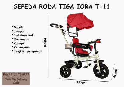 Anekadoo - Toko Mainan Sepeda Roda Tiga Iora T-11, Tricycle, Sepeda Anak, Merah di kota Probolinggo