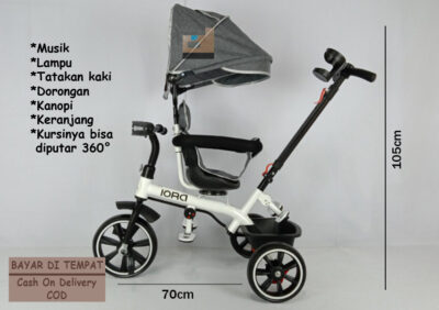 Anekadoo - Toko Mainan Sepeda Roda Tiga Iora T-23, Baby Stroller, Sepeda, Sepeda Anak, Abu-abu di kota Probolinggo