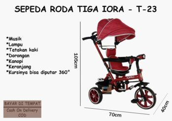 Anekadoo - Toko Mainan Sepeda Roda Tiga Iora T-23, Baby Stroller, Sepeda, Sepeda Anak, Merah di kota Probolinggo