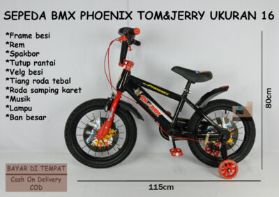 Anekadoo - Toko Mainan Sepeda BMX Phoenix Tom & Jerry Ukuran 16, Ban Hidup Tebal, Sepeda, Sepeda BMX, Hitam di kota Probolinggo