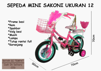 Anekadoo - Toko Mainan Sepeda Mini Sakoni Honarch Butterfly Dorongan Ukuran 12, Pink Tosca di kota Probolinggo