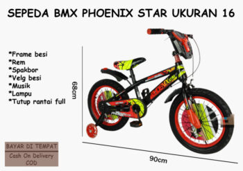 Anekadoo - Toko Mainan Sepeda BMX Phoenix Star Ukuran 16, Ban Hidup Tebal, Sepeda, Sepeda BMX, Merah di kota Probolinggo