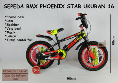 Anekadoo - Toko Mainan Sepeda BMX Phoenix Star Ukuran 16, Ban Hidup Tebal, Sepeda, Sepeda BMX, Merah di kota Probolinggo