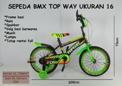 Anekadoo - Toko Mainan Sepeda BMX Top Way Ukuran 16, Ban Hidup Tebal, Sepeda, Sepeda BMX, Hijau di kota Probolinggo