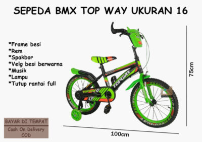 Anekadoo - Toko Mainan Sepeda BMX Top Way Ukuran 16, Ban Hidup Tebal, Sepeda, Sepeda BMX, Hijau di kota Probolinggo