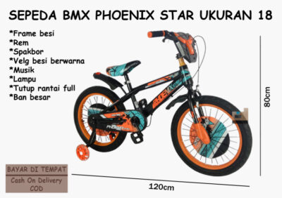 Anekadoo - Toko Mainan Sepeda BMX Phoenix Star Ukuran 18, Ban Hidup Tebal, Sepeda BMX, Orange di kota Probolinggo