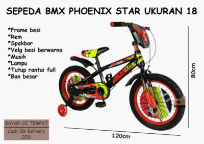 Anekadoo - Toko Mainan Sepeda BMX Phoenix Star Ukuran 18, Ban Hidup Tebal, Sepeda BMX, Merah di kota Probolinggo