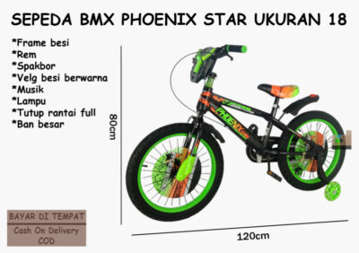 Anekadoo - Toko Mainan Sepeda BMX Phoenix Star Ukuran 18, Ban Hidup Tebal, Sepeda BMX, Hijau di kota Probolinggo