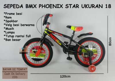 Anekadoo - Toko Mainan Sepeda BMX Phoenix Star Ukuran 18, Ban Hidup Tebal, Sepeda BMX, Merah di kota Probolinggo