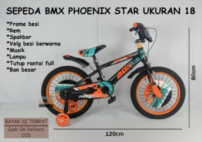 Anekadoo - Toko Mainan Sepeda BMX Phoenix Star Ukuran 18, Ban Hidup Tebal, Sepeda BMX, Orange di kota Probolinggo