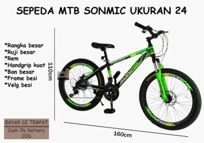 Anekadoo - Toko Mainan Sepeda MTB Sonmic Ukuran 24, Ban Hidup Tebal, Sepeda BMX, Hijau di kota Probolinggo