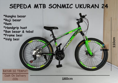 Anekadoo - Toko Mainan Sepeda MTB Sonmic Ukuran 24, Ban Hidup Tebal, Sepeda BMX, Hijau di kota Probolinggo