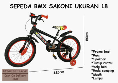 Anekadoo - Toko Mainan Sepeda BMX Sakoni Ukuran 18, Ban Hidup Tebal, Sepeda BMX, Merah di kota Probolinggo